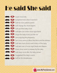 Free Printable He Said She Said Baby Shower Game