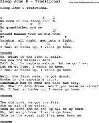 Song Sloop John B By Traditional With Lyrics For Vocal Performance And Accompaniment Chords For Ukulel Easy Guitar Songs Guitar Chords For Songs Ukulele Songs