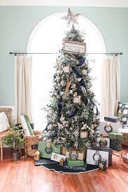Navy Green Farmhouse Christmas Tree Blue Christmas Decor Farmhouse Christmas Turquoise Christmas