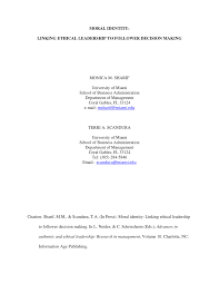 Pdf Moral Identity Linking Ethical Leadership To Follower Decision Making pdf moral identity linking ethical