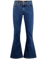 Only 1 available and it's in 1 person's cart. Madcap England Rock Flare Denim Bellbottom Flares In Blue Stonewash