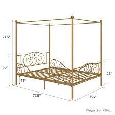 Canopy metal twin bed frame. Dhp Metal Canopy Bed With Sturdy Bed Frame Full Size Gold Pricepulse