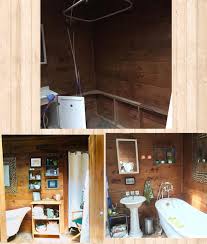 before and after tub room. gravity fed