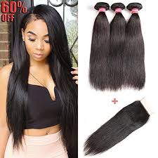 100% virgin hair,tangle free, no shedding, soft & bouncy: Long Yao 12 14 16 Amp 10 Brazilian Straight Virgin Hair 3 Bundles With Free Part Lace Closure 7a 100 Unprocessed Remy Human Hair Extensions Natural Color 12 14 16 With 10 Buy Online