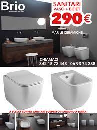 Offerta Sanitari Bagno Vaso Bidet 290 Serie Brio Senza Brida Ceramics Design A Scelta Filomuro Scarico A Terra O Sospesi Design Bidet Bagno Design Moderno