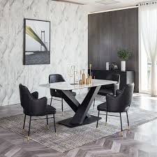 Upholstered Dining Chair Black Faux Leather Dining Chair High Back Dining Chairs With Arm Metal Leg Set Of 2 High Back Dining Chairs Faux Leather Dining Chairs Modern Dining Table Black