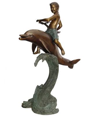 Bronze Boy on Dolphin Bronze Boy on Dolphin Statue