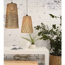 Hangelampe Kaddya Bambus Schwarz Natur Hange Lampe Lampe Bambus
