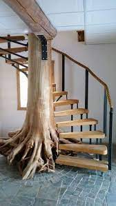 Spiral Staircase Made From A Tree Rustic Staircase House Staircase Spiral Staircase