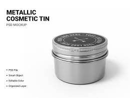 Download Premium Psd Metallic Cosmetic Tin Mockup Rendering