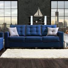 Sku Sm8802 Contemporary Sofa And Loveseat Slim Square Arms Button Tufted Pillow Back Box Sheet Seat Cushion Blue Fabric Sofa Furniture Of America Furniture