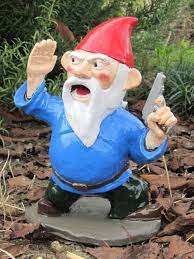 Is He Protecting The Garden And From What Funny Garden Gnomes Gnome Garden Garden Gnomes For Sale