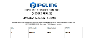 There are 25 kerja kosong kerani in batu pahat and related to jawatan kosong kerani, jobs for kerani, kerani job openings, kerani job vacancies, kerani job opportunities at jawatan kosong 2021. Jawatan Kosong Pipeline Network Sdn Bhd Jawatan Kerani E Semak Com