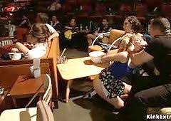 Covered in cum, all holes stuffed with cock, the girls beg for more and thank us for t. Theater Porn