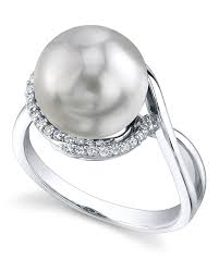 Black And White Pearl Ring With Diamonds South Sea Pearl Diamond Summer Ring Pearl Diamond Ring Pearl Ring Engagement Rings