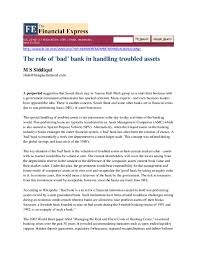An uncertain economic outlook has banks tightening up their lending standards, according to a federal reserve survey. Doc The Role Of Bad Bank In Handling Troubled Assets Mohammad Siddiqui Academia Edu