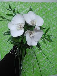 Boutonnière faite avec 1 orchidée, des boutons d'orchidées et 1 rose vert anis. Photos Bouton D Or Fleuriste A Blere 37
