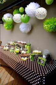 Sam I Have White Round Lanterns And Green Tissue Paper Balls Like The Ones In The Picture Green Baby Shower Baby Shower Decorations Frog Baby Showers