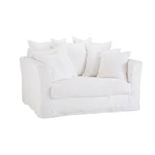 Canape Convertible 1 2 Places En Lin Blanc Maisons Du Monde Canape Canape Lit Mobilier De Salon