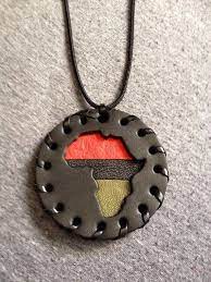 Home of handcrafted unique items. 90 S African Leather Patch Necklace Leather Lacing Jewelry Inspiration Pan African Flag