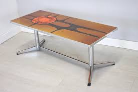 This Is A Very Stylish Teak Belgian Coffee Table By Adri Featuring A Beautiful Colour Tile And Chrome Legs With A Rosewood Inlay Coffee Table Table Chrome