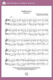 Endless Love By Lionel Richie And Diana Ross Piano Sheet Music Rookie Level Sheet Music Piano Sheet Music Lionel Richie