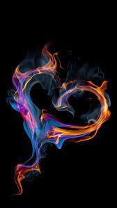 Black In Back Fire Heart Heart Wallpaper Fire Art