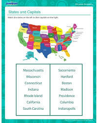States And Capitals View Free Printable Geography Worksheet For 3rd Grade Jumpstart Geography Worksheets States And Capitals Geography For Kids