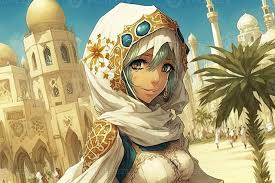 Beautiful anime manga girl in Dubai arabic dressed illustration generative  ai 23946817 Stock Photo at Vecteezy