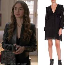 Who among us is not tempted, in these apocalyptic times, to wonder what our world would be like if some critical event had played out differently? Emily In Paris Season 1 Episode 6 Emily S Black Pleated Leopard Dress Shop Your Tv