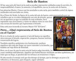 Seis De Bastos Tarot Cartas Significado Lectura De Tarot Leer El Tarot