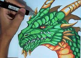 Nowadays, there are a lot of websites about the dragon coloring pages for kids and also for adult. Drawing Coloring Dragon Head With Touch Three Markers Youtube