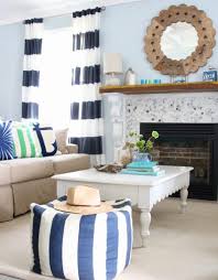 Colorful Cottage Decorating Ideas Lake House Home Decor Striped Pillows Nautical Decor And A Fun Diy Fir Nautical Living Room Lake House Kitchen Decor Decor