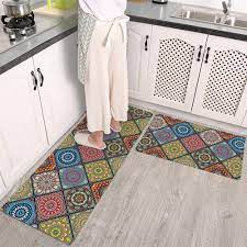 Kitchen dazzling rubber kitchen mats for kitchen floor. Kitchen Mat Rug Abstract Flowers Tribal Blue Lime Diamonds Square Non Slip Pvc Leather Rubber Backing Cushioned Rug Runner Anti Fatigue Waterproof Sauce Oil Proof Walmart Canada