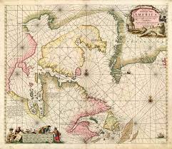 old antique sea chart of arctic north america by j van