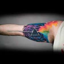Black and white pink floyd inspired bicep tattoo designed by giulio rossi | #pinkfloyd #tattoo #wishyouwerehere. Inner Arm Bicep Watercolor Mens Awesome Pink Floyd Tattoo Ideas Pink Floyd Tattoo Pink Floyd Music Tattoos
