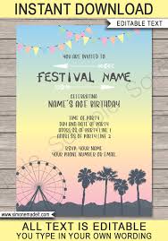 Coachella Themed Party Invitations Template Pastel Colors Party Invite Template Coachella Party Theme Coachella Birthday