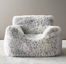 Luxe Faux Fur Bean Bag Chair Grey Snow Leopard Bean Bag Chair Covers Bean Bag Chair Fur Bean Bag