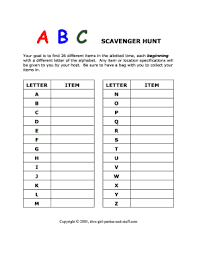 Below you will find many printable scavenger hunt card templates to write clues for scavenger hunt activities or treasure hunt clues. Abc Scavenger Hunt Pdf Fill Online Printable Fillable Blank Pdffiller