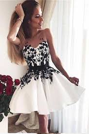 Ivory And Black Simple Elegant Lace Short V Neck Homecoming Dresses Z1279 White Homecoming Dresses Sweetheart Homecoming Dress Homecoming Dresses