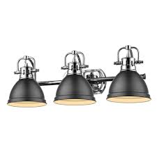 Golden Lighting Duncan 3 Light Chrome Bath Light With Matte Black Shade 3602 Ba3 Ch Blk The Home Depot