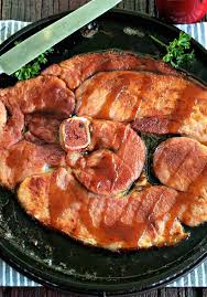 Fried Ham Steak With Cider Ginger Glaze Simply Sated Ham Steaks Fried Ham Recipes Using Ham Slices