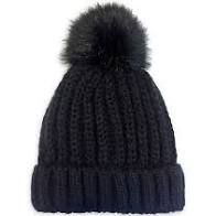 Isaac Mizrahi Ribbed Cuffed Women's Beanie with Pom-Pom in Black