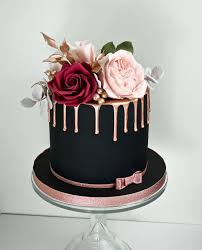 Happy Birthday Rose Gold And Black Birthday Cake Leanne Kelly On Instagram There S Something Rather Special About A Rose Gold Drip Don T You Think It Might Be The Way I Black Wedding Cakes Drip Cakes Cake