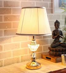 Beige Fabric Shade Table Lamp With Glass Base By Tu Casa