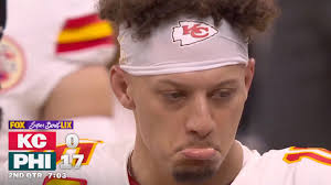 Patrick Mahomes' reaction after Cooper DeJean's Super Bowl LIX pick-6 to  give the Eagles a 17-0 lead 😳