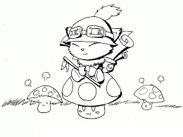 Mushrooms printable colorings for kids. Teemo On Mushroom Coloring Page Free Printable Coloring Pages For Kids
