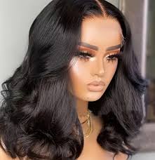 Elegant 16 Short Black Body Wave Lace Front Wig