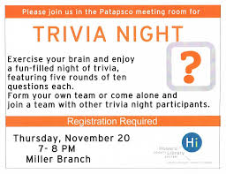 The one where you ace it. Trivia Night At Miller Branch Ellicott City Md Patch