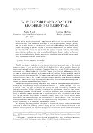 Pdf Why Flexible And Adaptive Leadership Is Essential